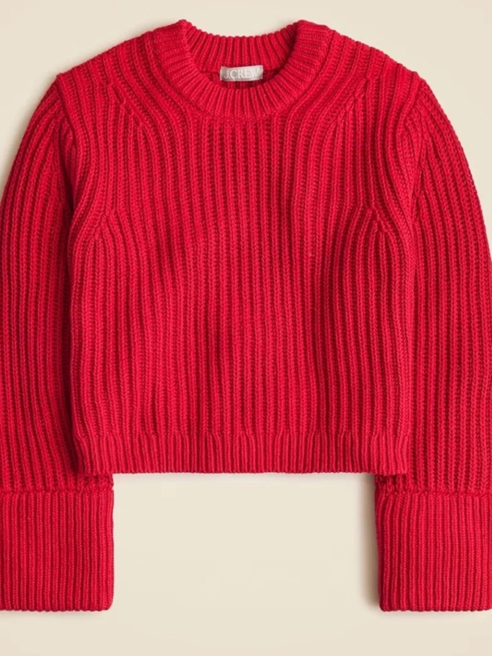 JCREW HERITAGE FISHERMANS CREWNECK SWEATER RED XL